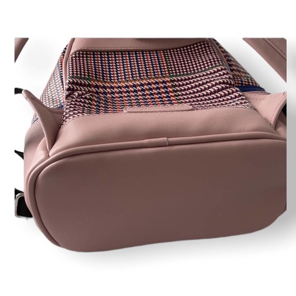 Like Dreams Houndstooth Print Mini Backpack In Blush Pink - Picture 10 of 10